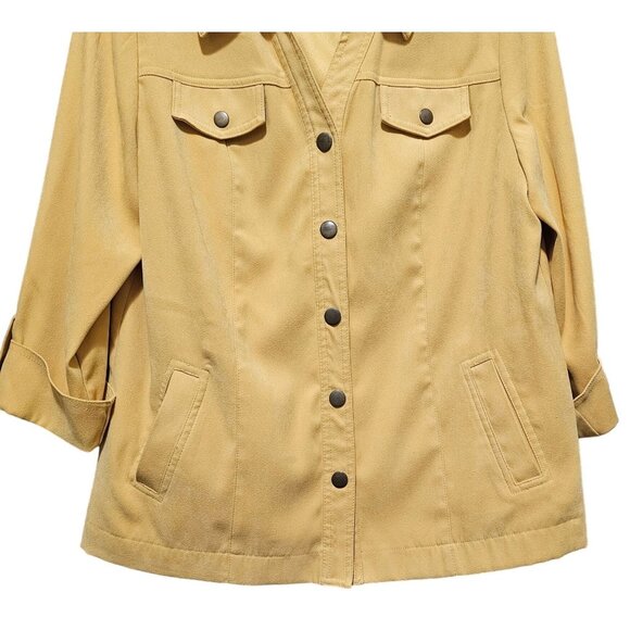 JM Collection Petite Yellow Snap Down, Long Sleeve 3/4 Top Size 10P - Picture 3 of 7